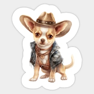 Cowboy Chihuahua Dog Sticker